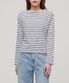 우먼즈 스트라이프 보트 넥 긴소매 티셔츠 [아이보리/네이비]