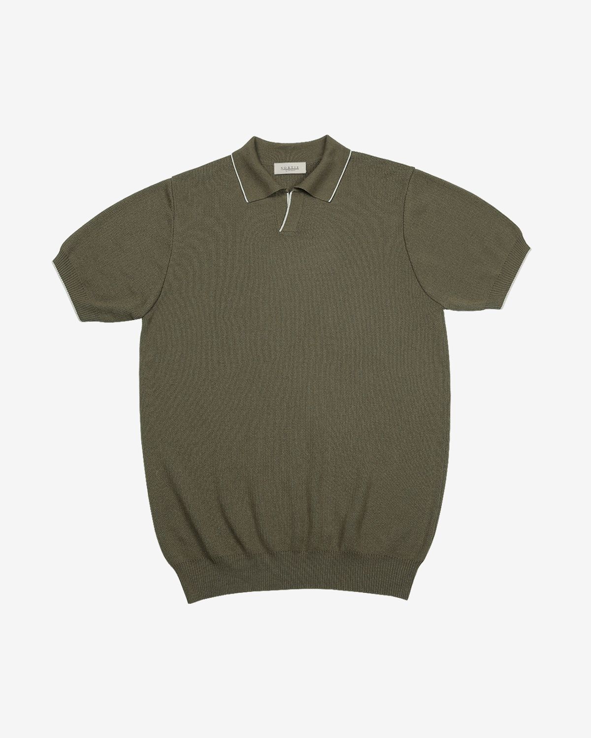 솔티(SORTIE) Combination collar knit (Khaki)