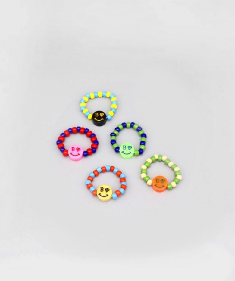 Kitsch smile twotone beads Ring 키치 스마일 투톤 비즈 반지 5color