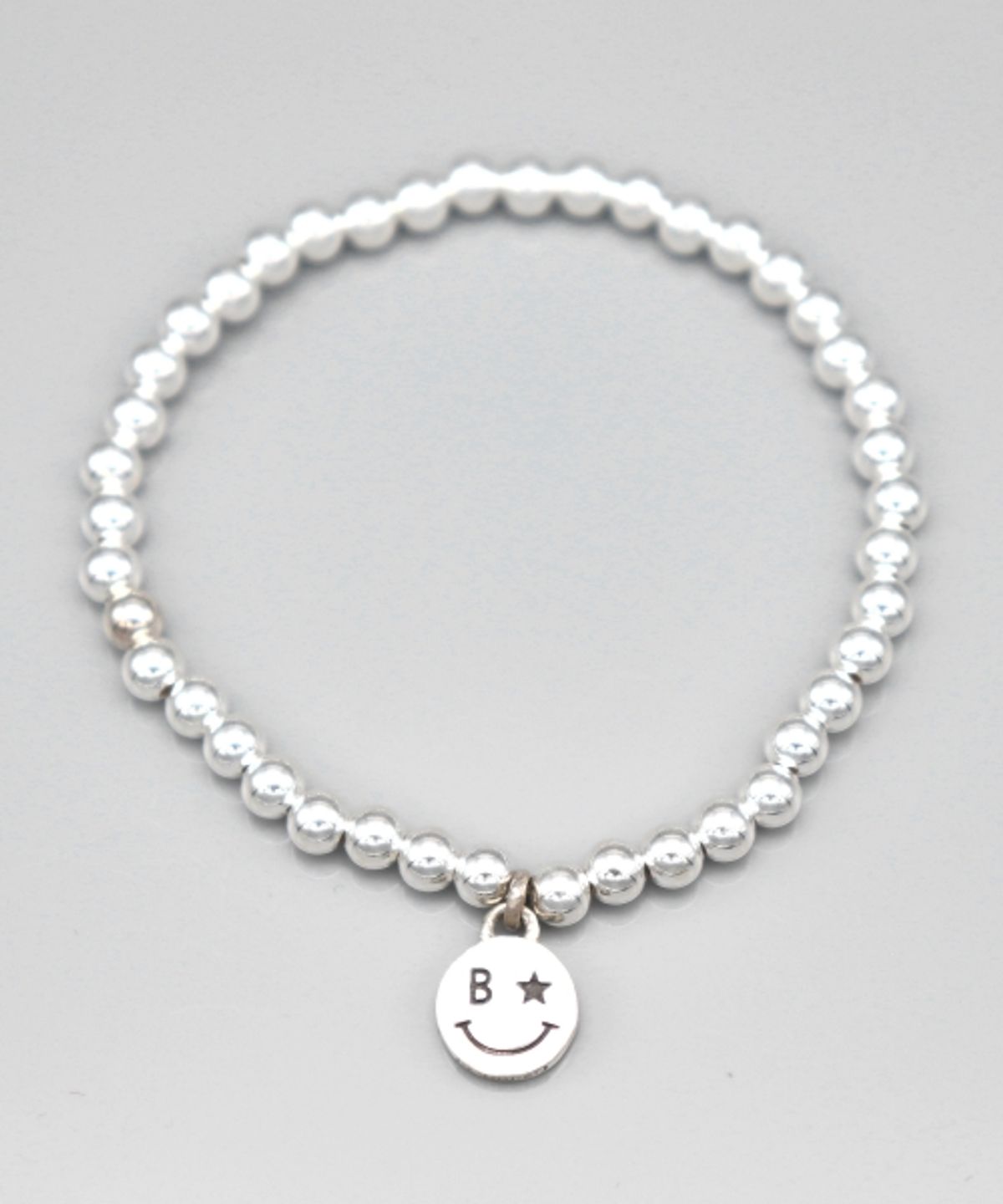 봉보(BONBEAU) Star smile charm silverball Bracelet 실버 스타 스마일 참 4mm 은볼 팔찌