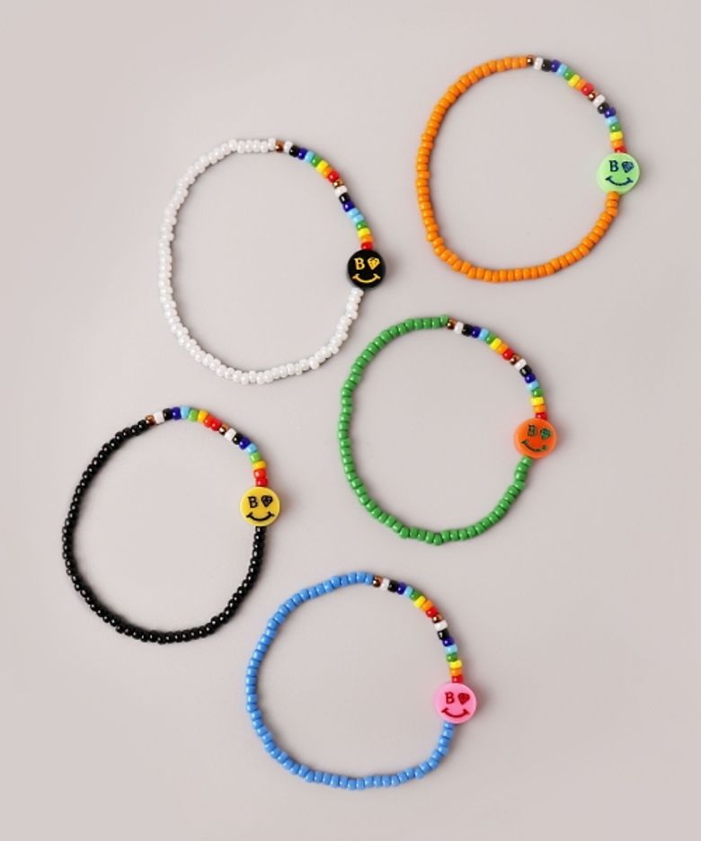 Smile point rainbow beads Bracelet 스마일 참 포인트 레인보우 비즈 팔찌 5color