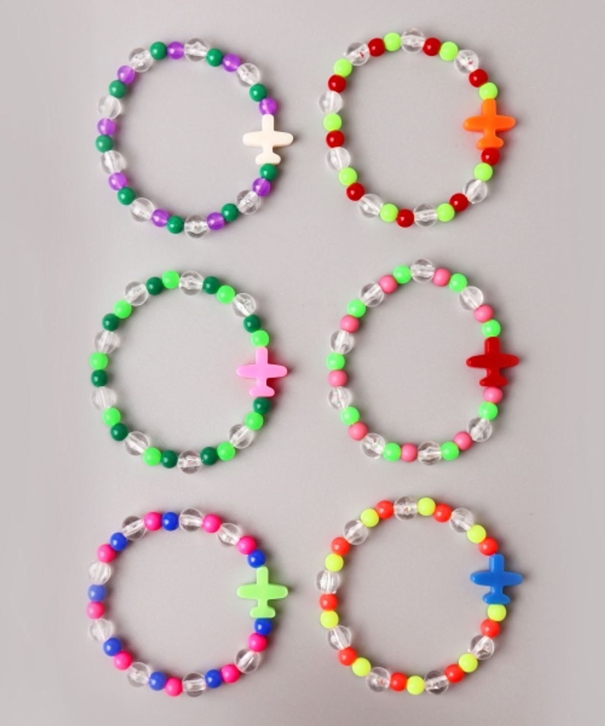 봉보(BONBEAU) Vivid color airplane charm acrylic ball Bracelet 비행기 참 아크릴 비즈 팔찌 6color