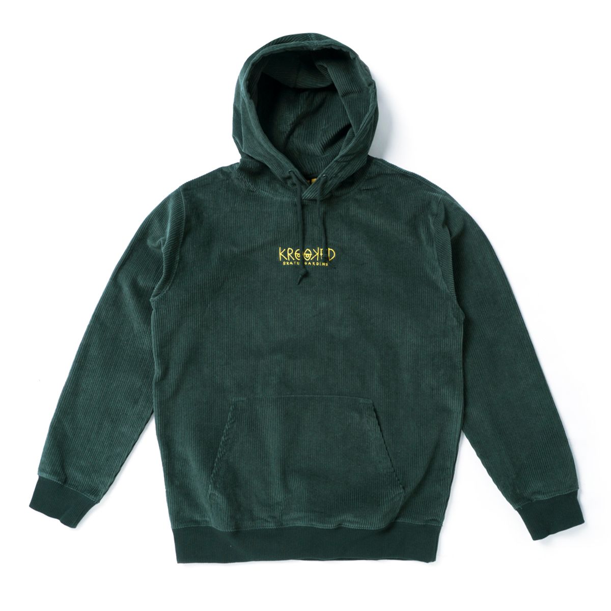 크루키드(KROOKED) EYES Custom Hooded Corduroy Pullover - DARK GREEN/YELLOW 53123041C
