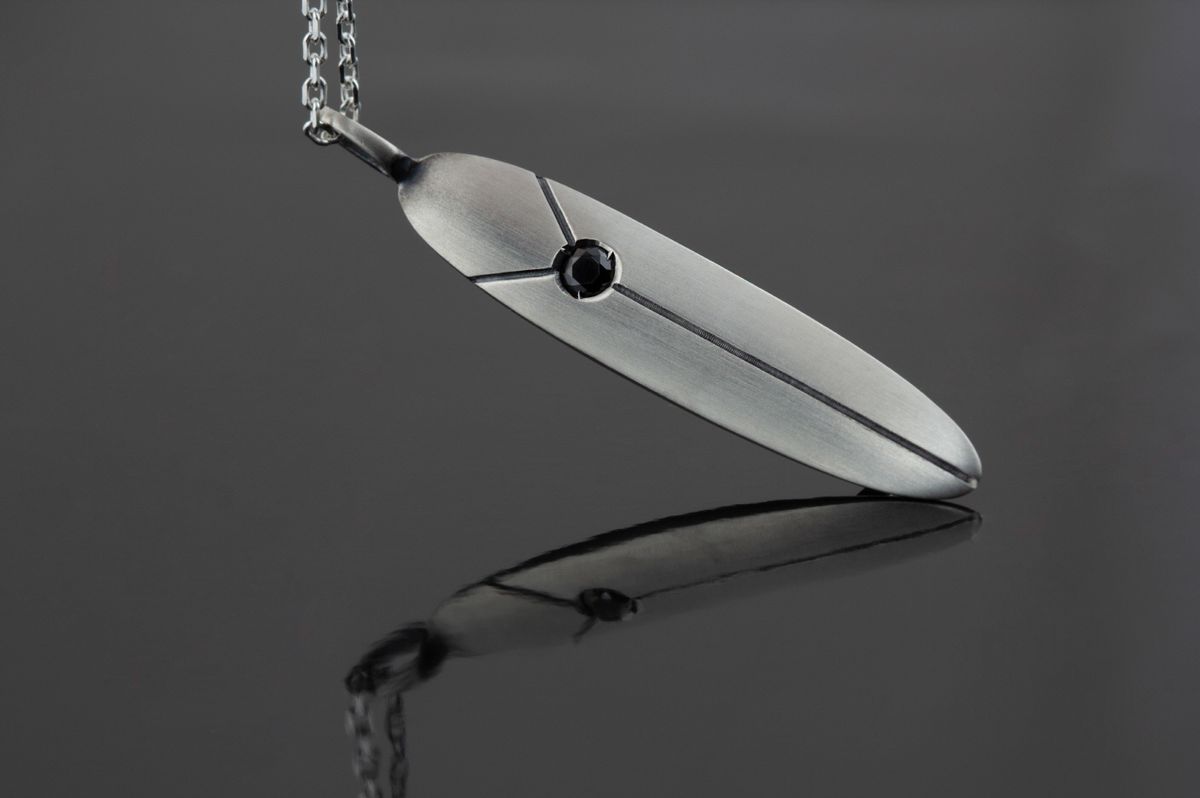 종로공장(JONGNOGONGJANG) 실버 925 서프 서핑 롱보드 리쉬스타 목걸이 (Silver surf surfing Longbord Leashstar necklace)
