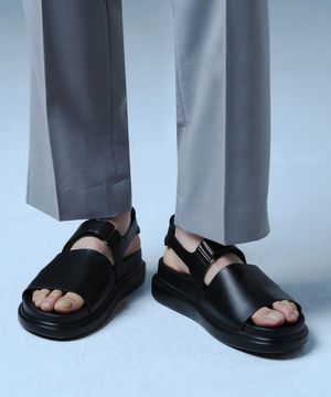 엑시드 스트랩 레더 샌들 [BLACK]