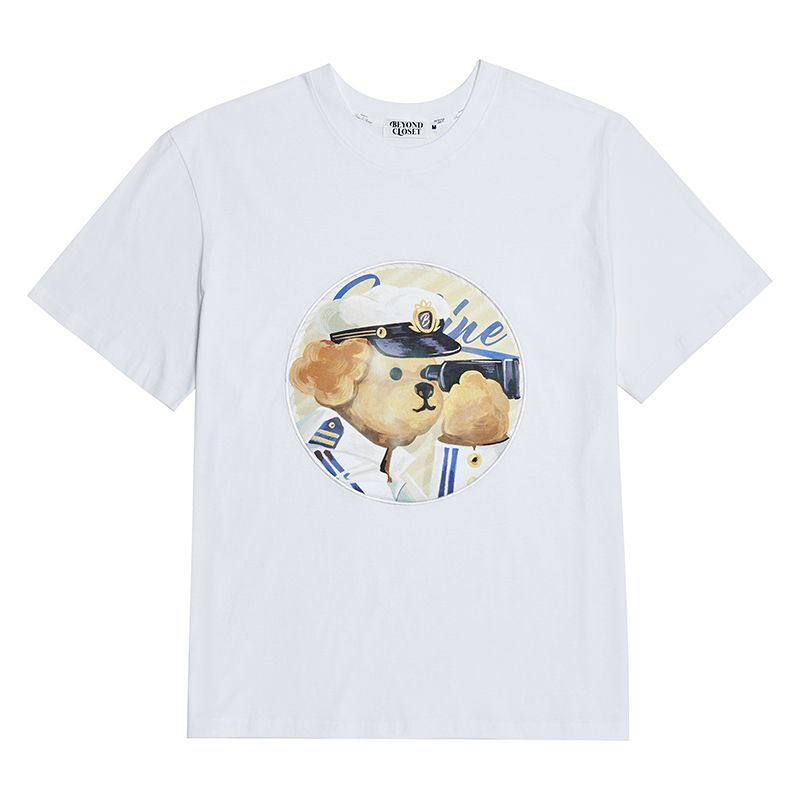 MUSINSA | BEYOND CLOSET SAILOR PATCH LOGO 1/2 T-SHIRT WHITE