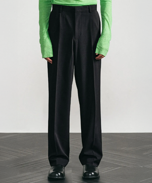 어워드 플리츠 와이드 슬랙스 차콜