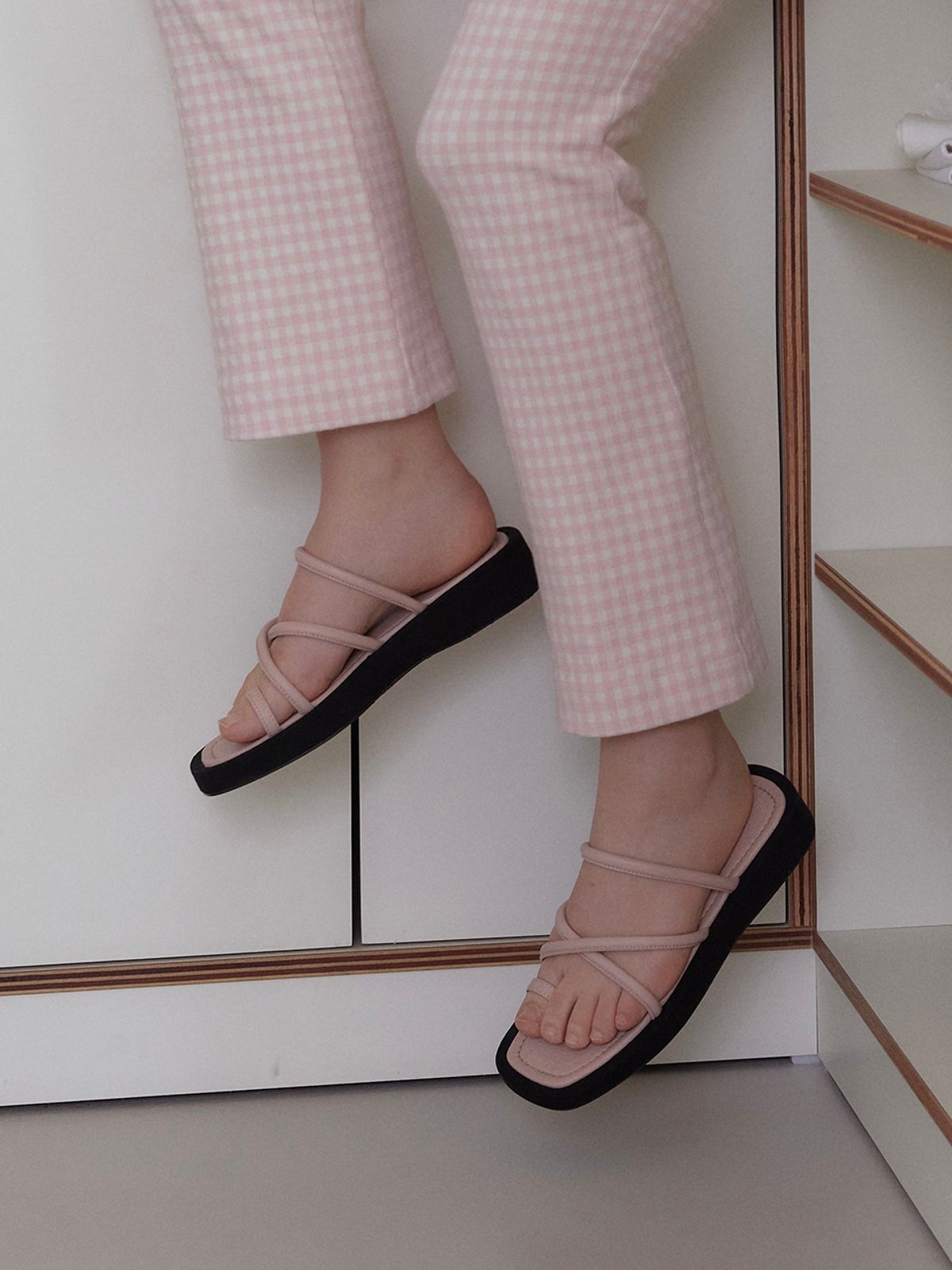 릴리슈(LILYSHOE) net platform flipflop - pink