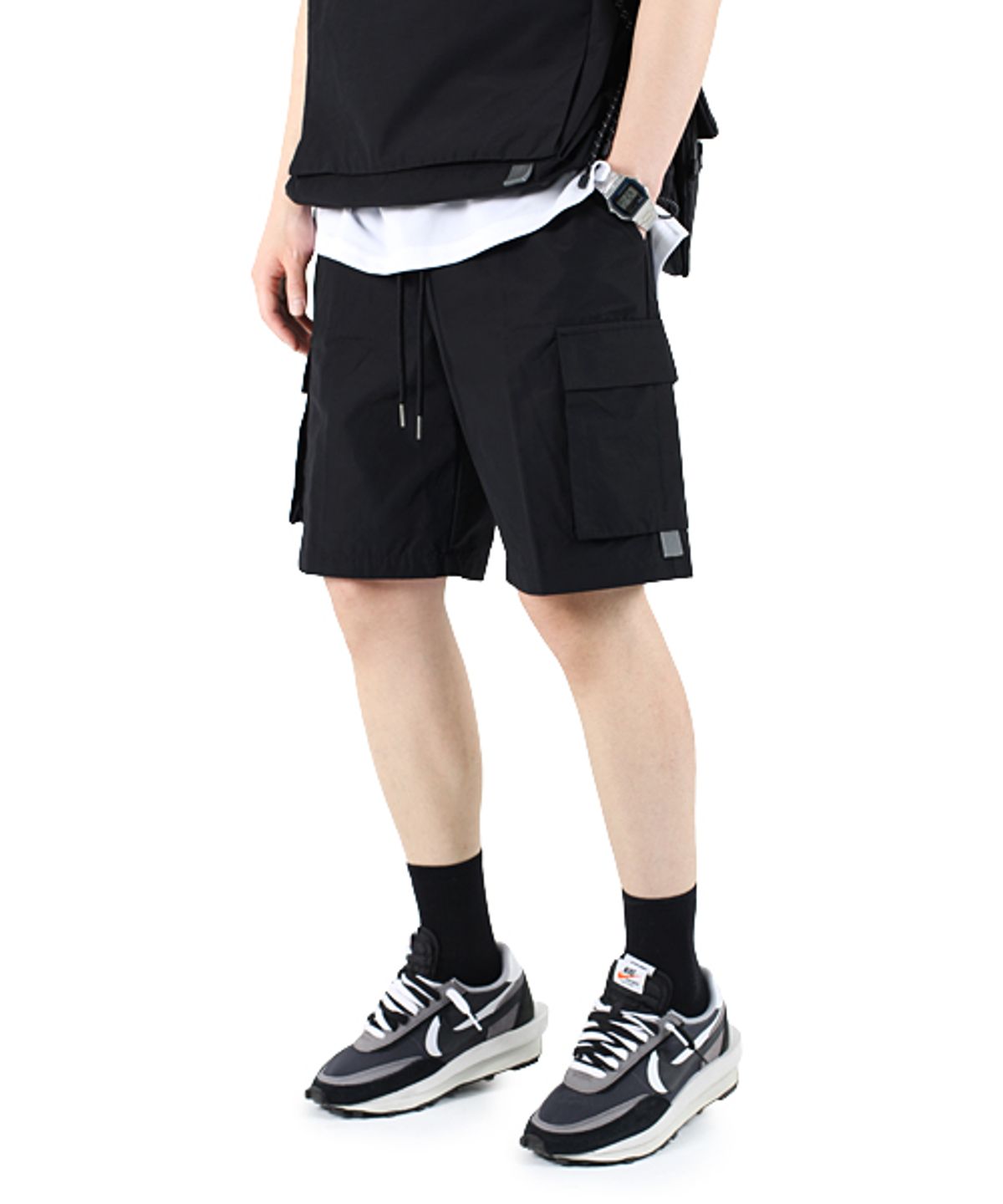 아차(ACHA) 나일론 코튼 포켓 숏 팬츠 _ 블랙