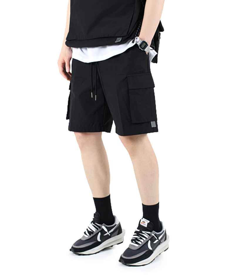 나일론 코튼 포켓 숏 팬츠 _ 블랙