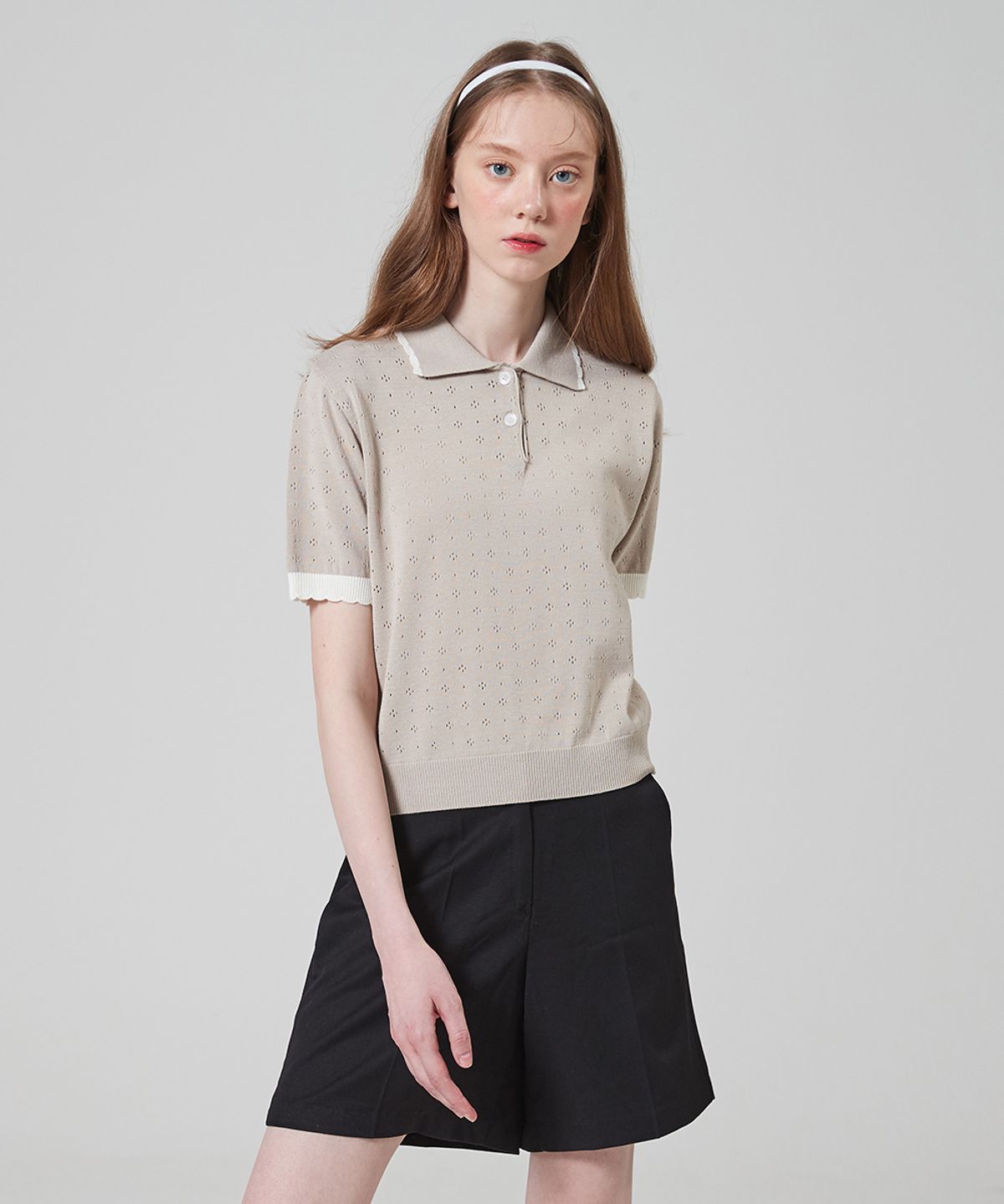 블론드나인(BLOND9) PUNCHING COLLAR KNIT_SAND BEIGE
