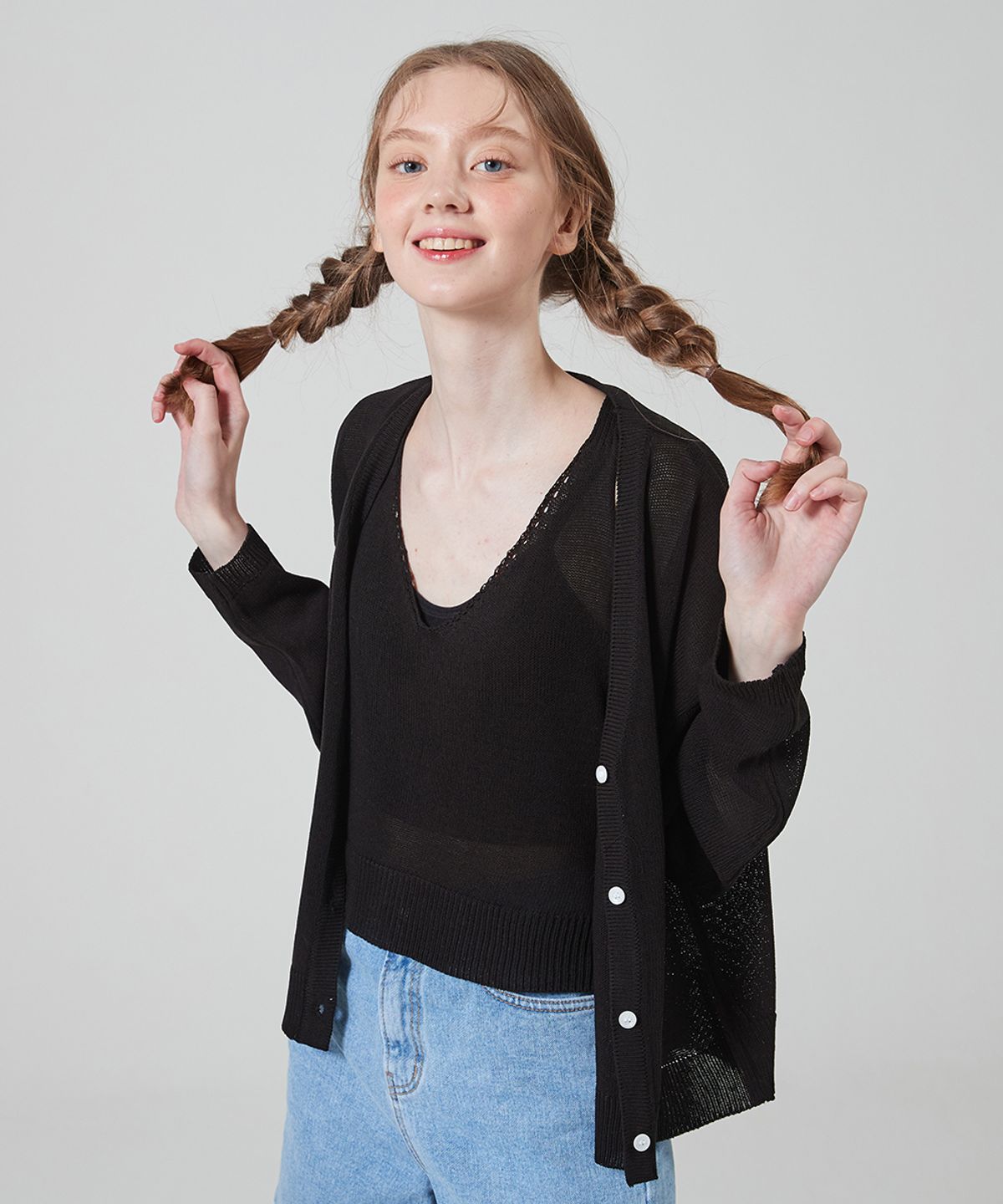 블론드나인(BLOND9) SUMMER CARDIGAN SET_BLACK