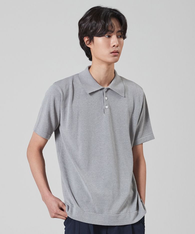1/2 SUMMER COLLAR KNIT_GRAY