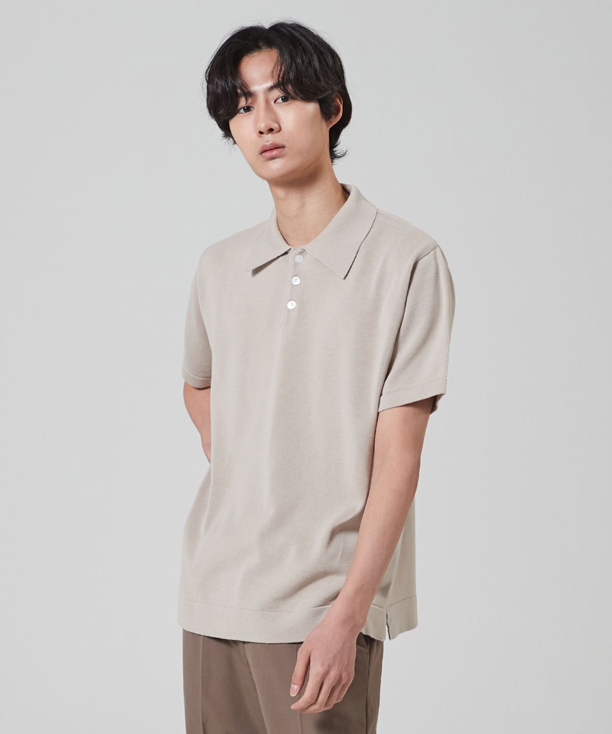 블론드나인(BLOND9) 1/2 SUMMER COLLAR KNIT_SAND BEIGE