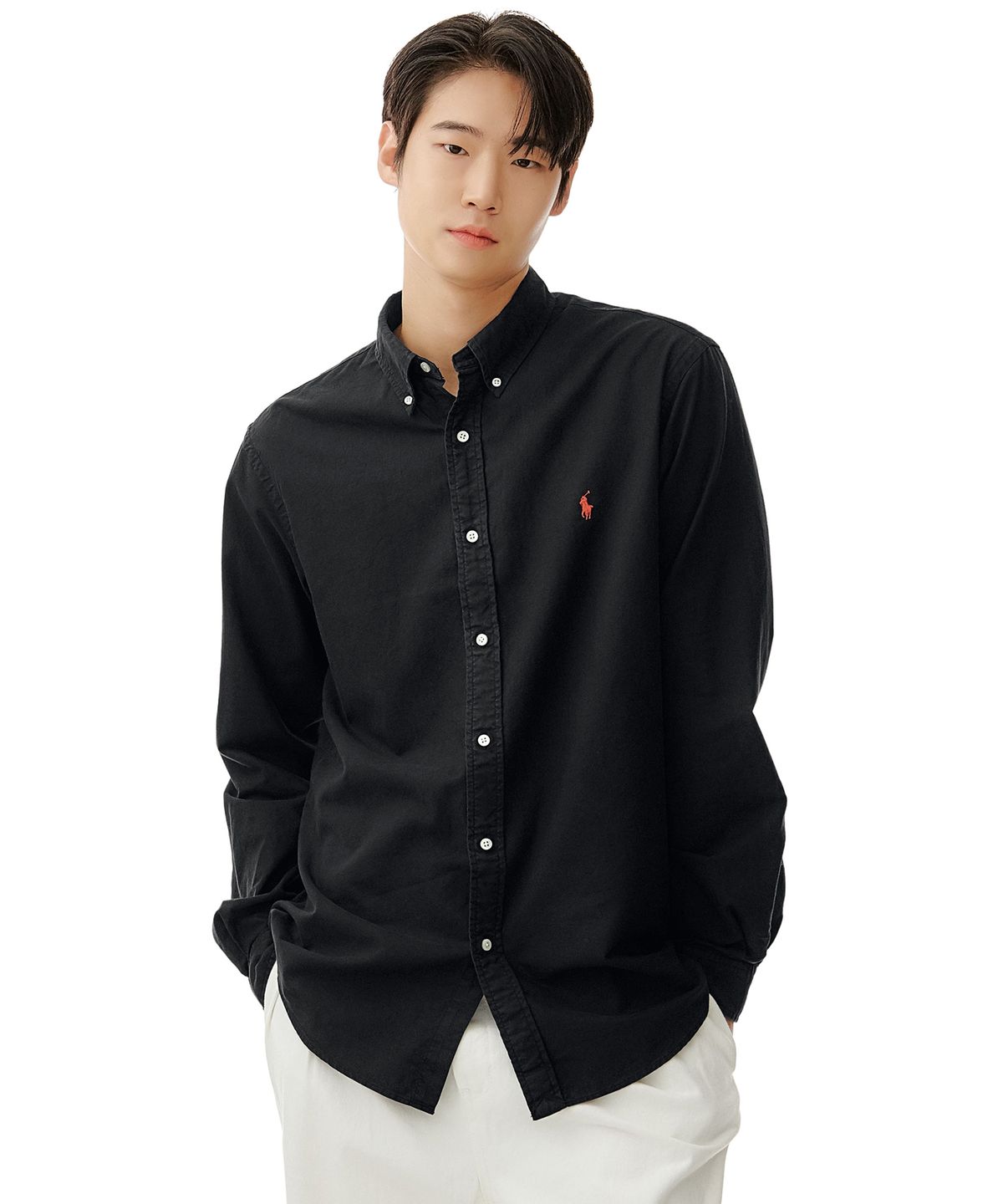 폴로 랄프 로렌(POLO RALPH LAUREN) 커스텀핏 옥스포드 셔츠 - 블랙