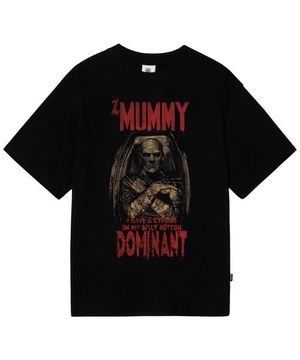 유니섹스 머미 프린팅 자수 오버핏 반팔티