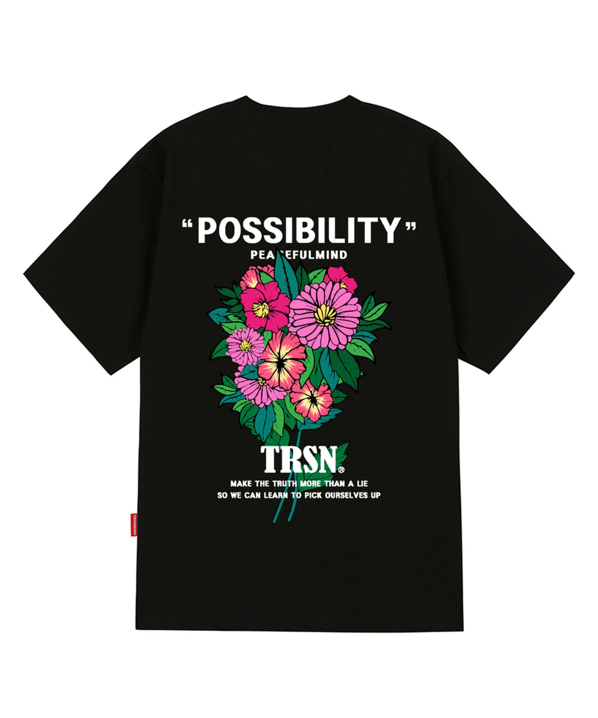 트립션(TRIPSHION) POSSIBILITY FLOWER 티셔츠 - 블랙
