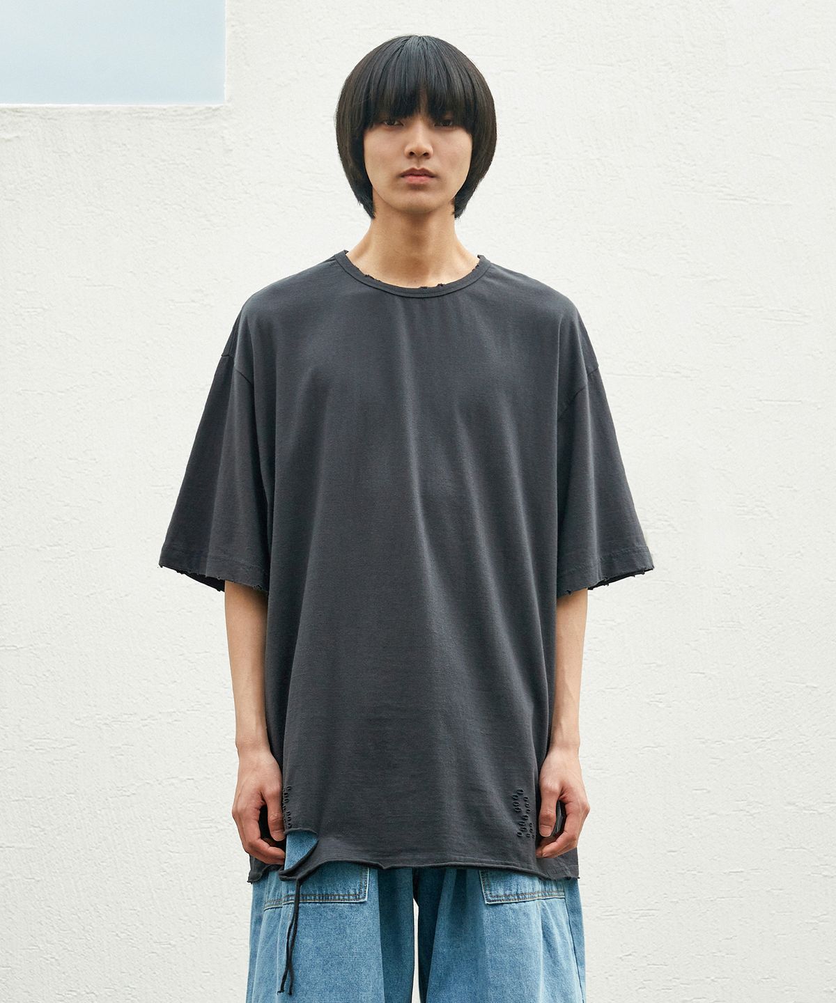 미니멀프로젝트(MINIMALPROJECT) 그런지 반팔티셔츠 (DARKGRAY) MST134