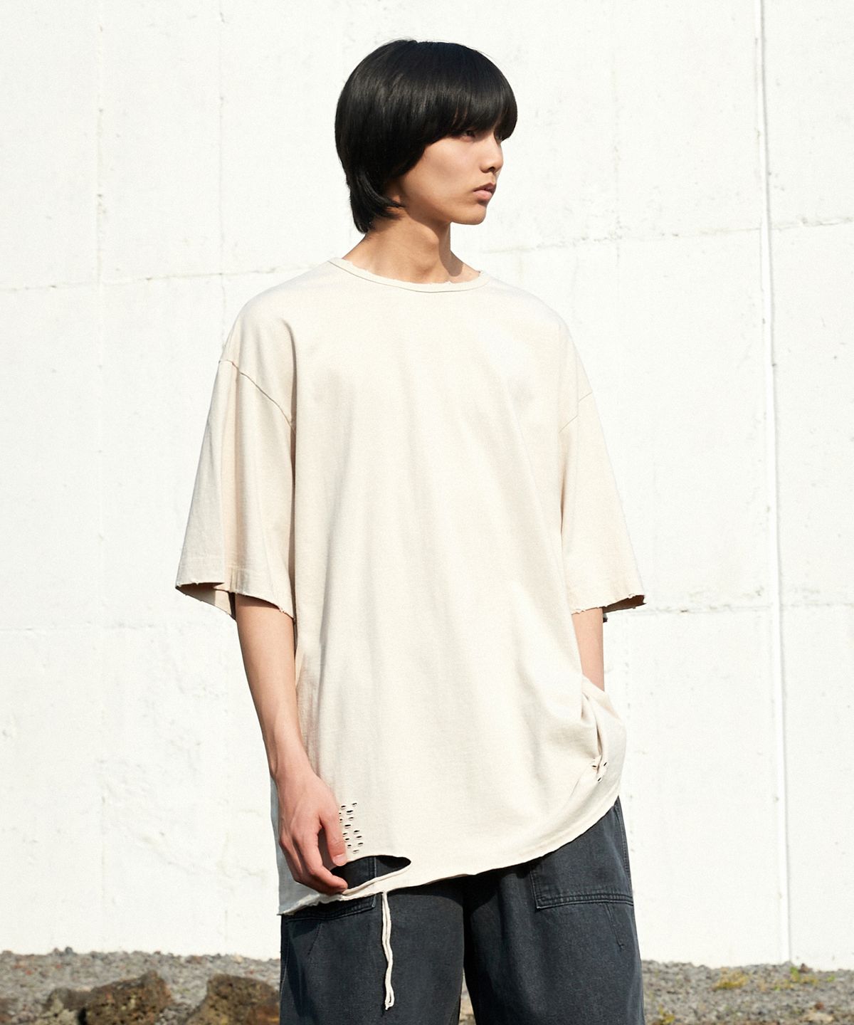 미니멀프로젝트(MINIMALPROJECT) 그런지 반팔티셔츠 (BEIGE) MST134