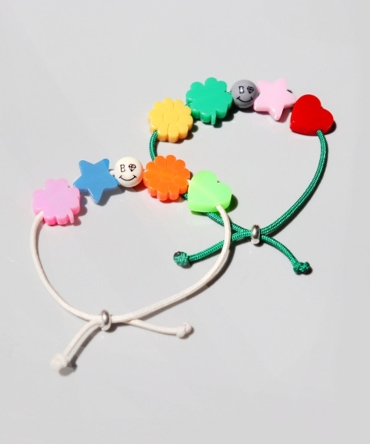 봉보(BONBEAU) Color acrylic motives smileball knot Bracelet 컬러 아크릴 모티브 스마일 볼 매듭 실 팔찌