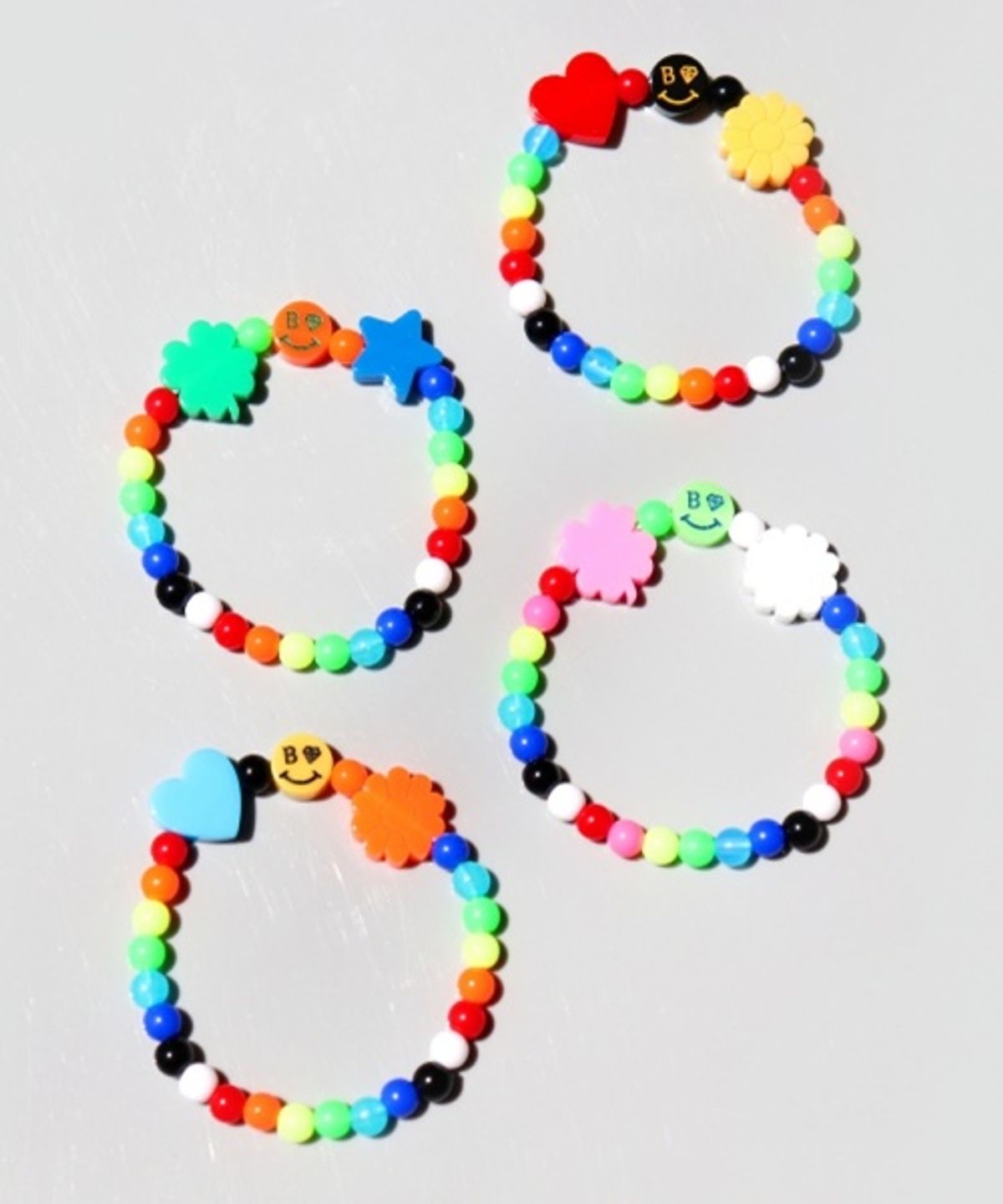봉보(BONBEAU) Kitsch trio charms colorball Bracelet 키치 트리오 참 컬러 스마일 볼 밴드 팔찌