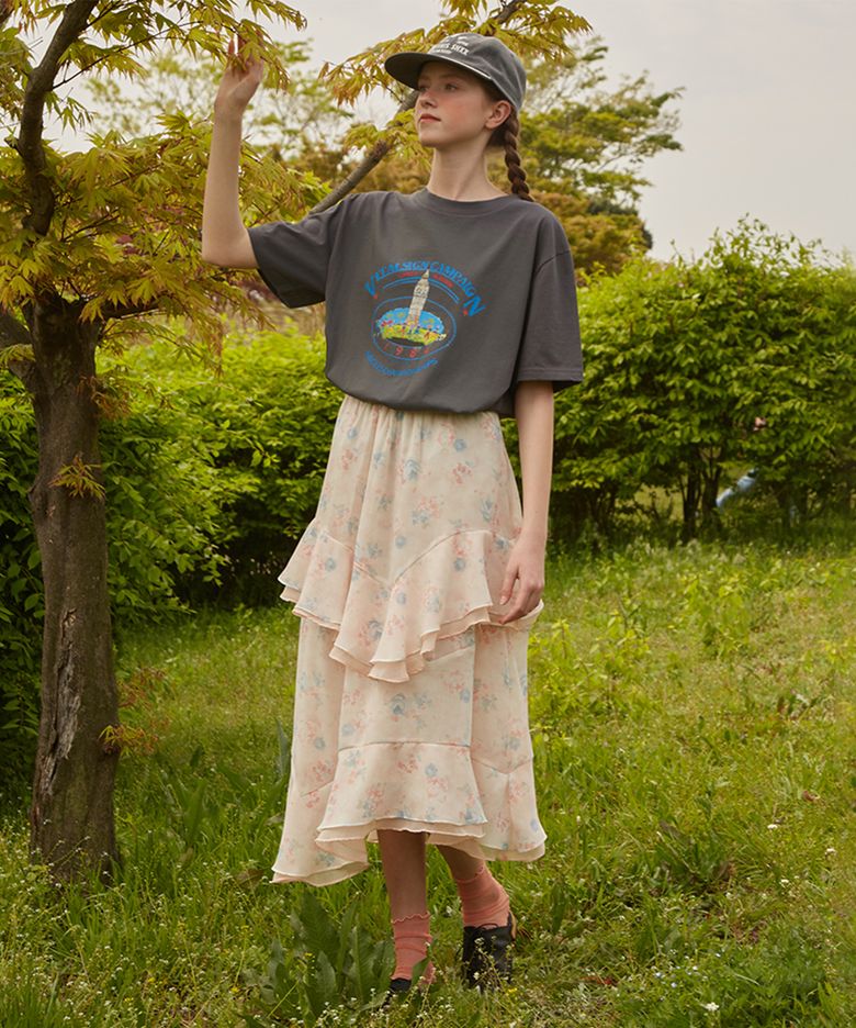Unbalanced Can-Can Long Skirt (Coral Pink)