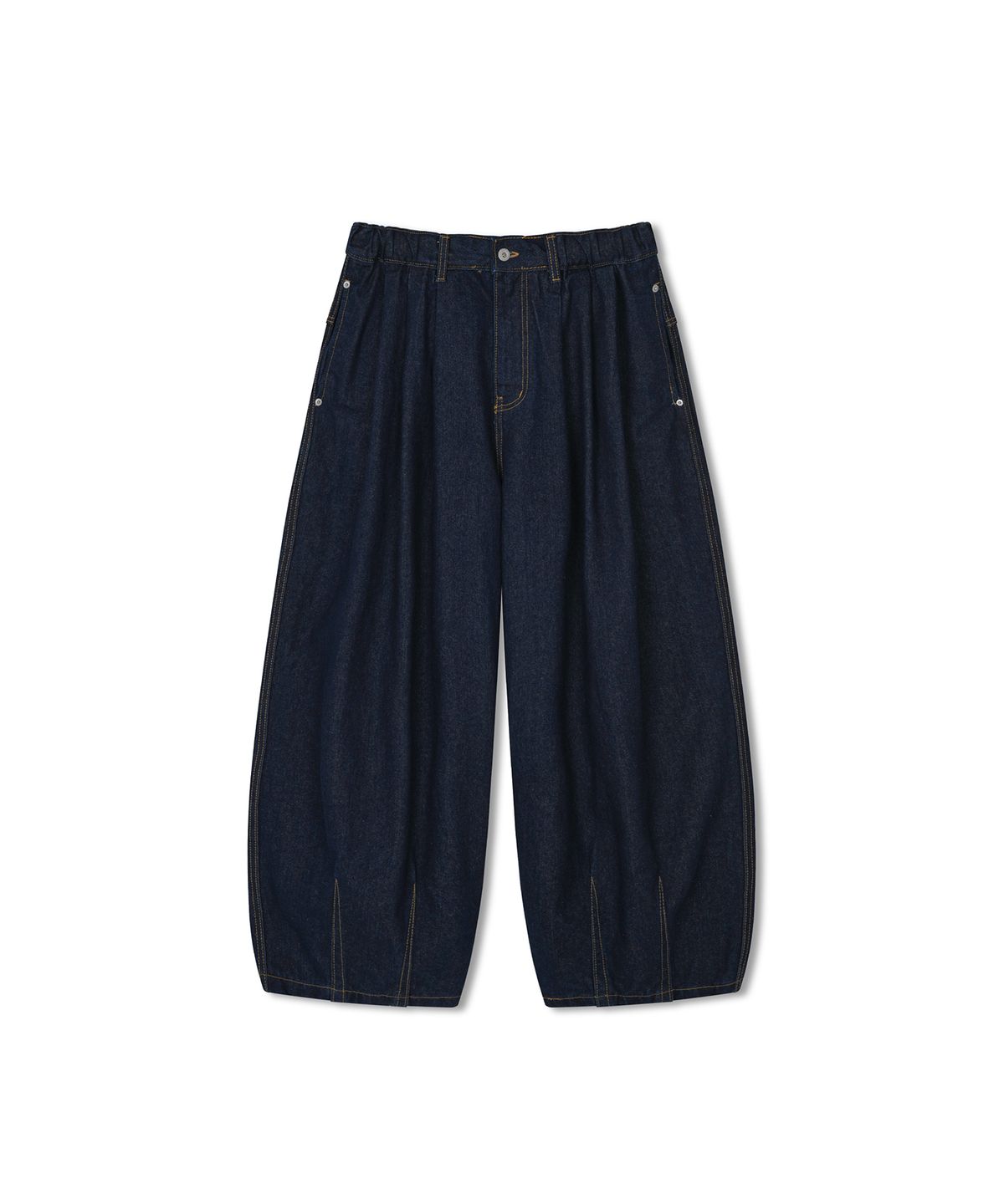 앵글런(ANGLAN) Rigid Indigo Denim Balloon Pants - Dark Blue