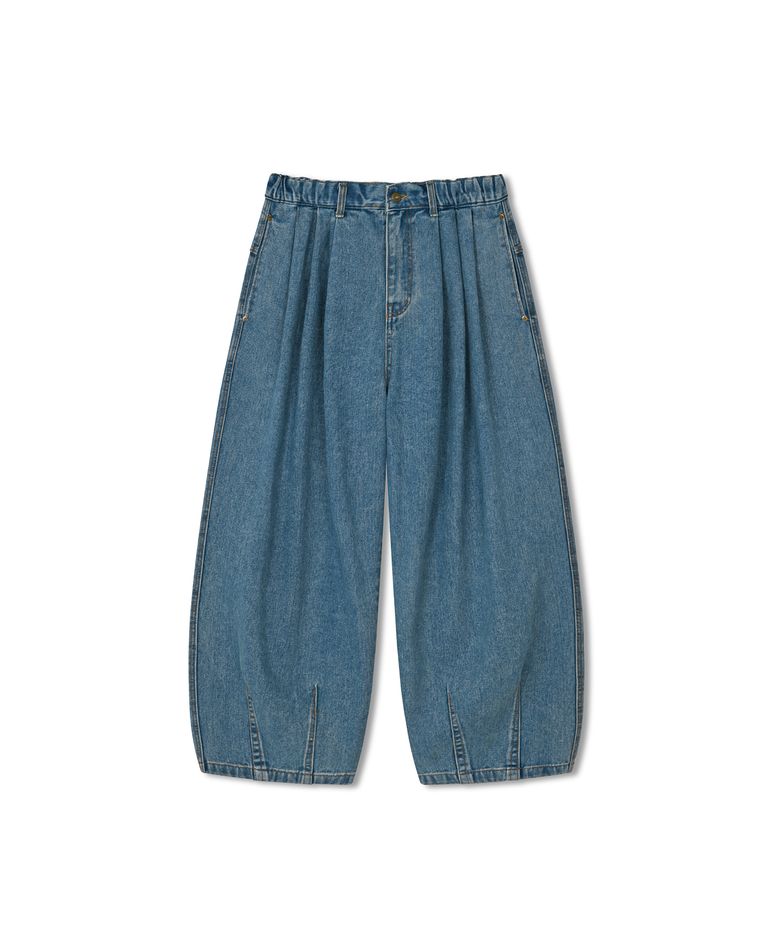 Stone Vintage Denim Balloon Pants - Light Blue