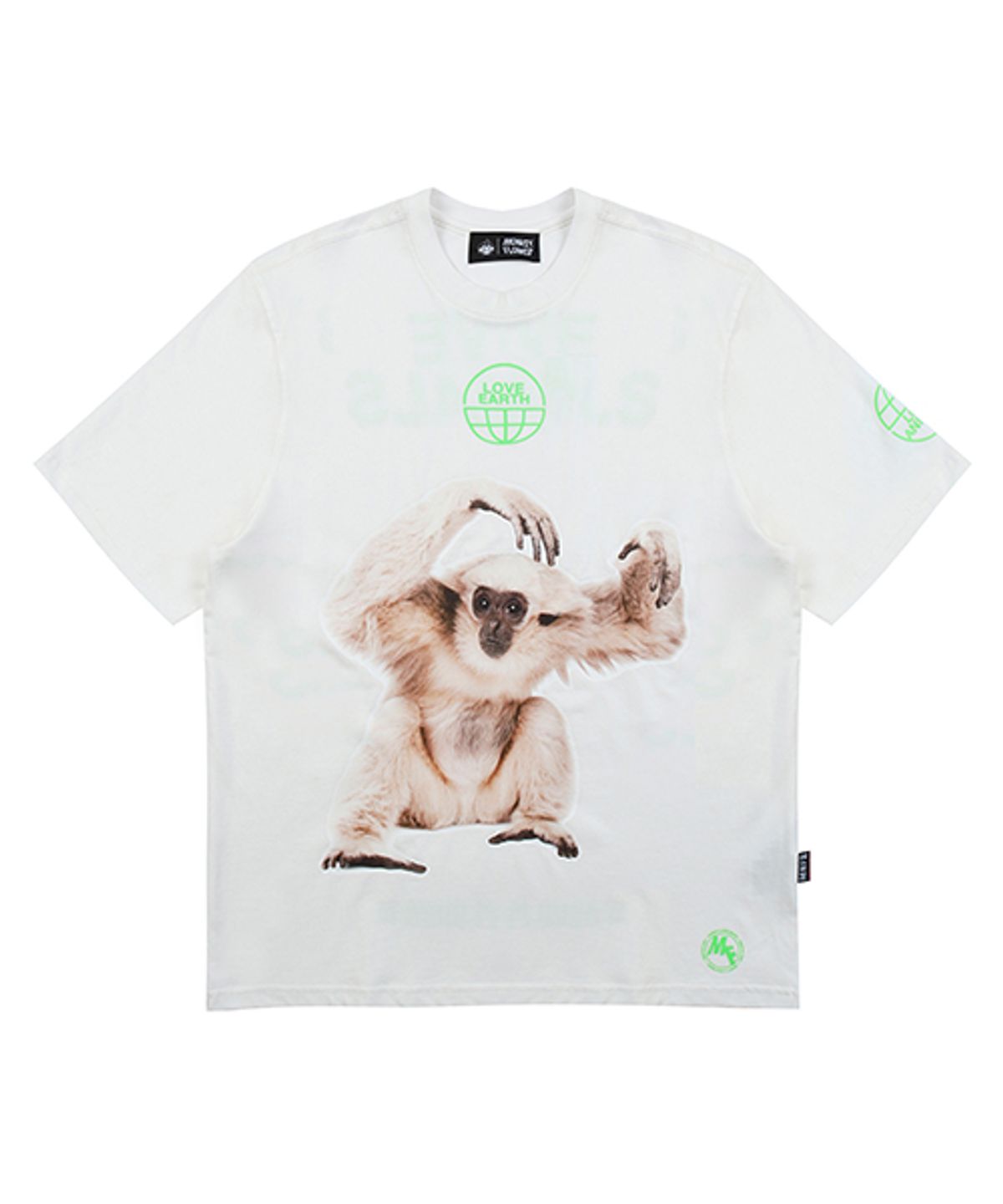 몽키플라워(Monkey Flower) 공용 지구가족  화이트 몽키 티셔츠  / MM1WTS20U  WHITE