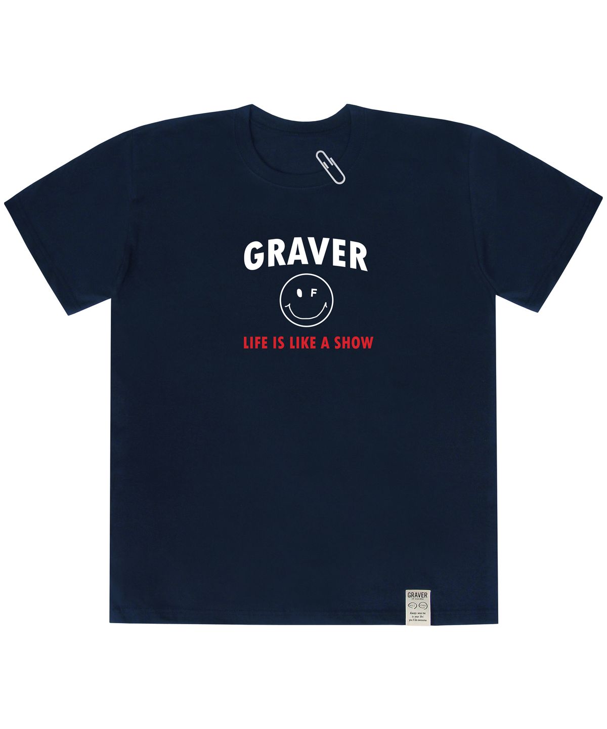 그레이버(GRAVER) [UNISEX]아치로고 도트 라인스마일 반팔티_네이비