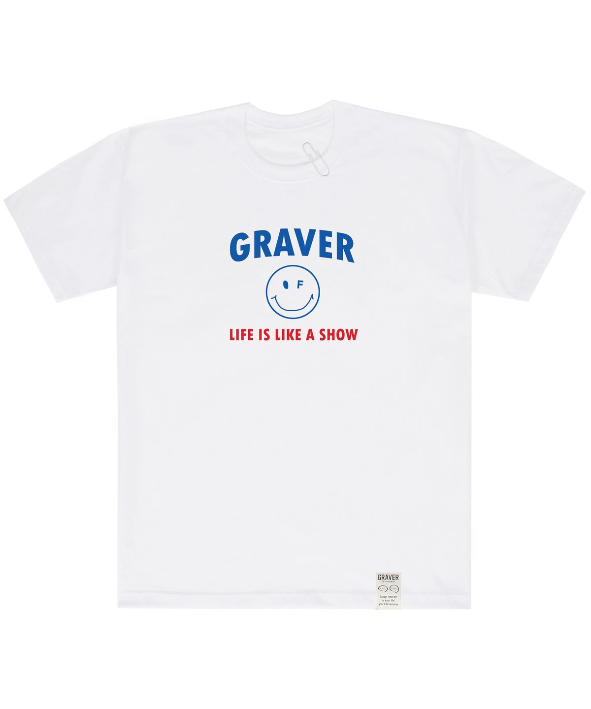 그레이버(GRAVER) [UNISEX]아치로고 도트 라인스마일 반팔티_화이트