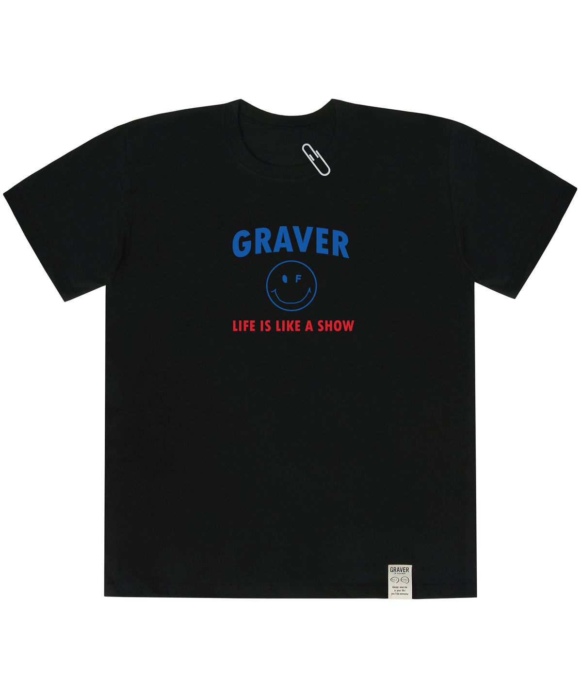그레이버(GRAVER) [UNISEX]아치로고 도트 라인스마일 반팔티_블랙