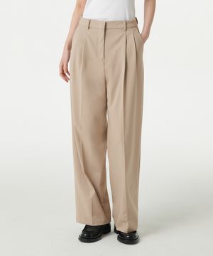 우먼즈 라이트웨이트 하이 웨이스트 와이드 히든 밴딩 슬랙스 [베이지]