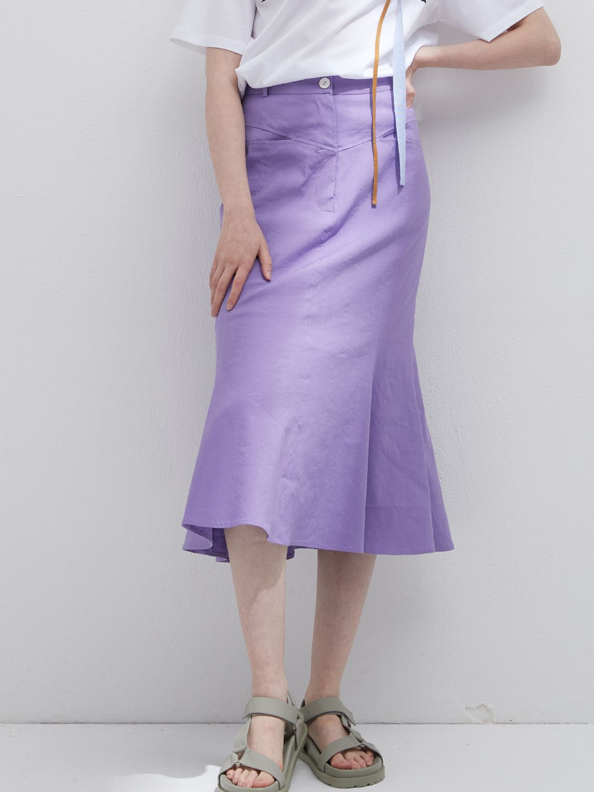 비뮤즈맨션(BEMUSE MANSION) Linen mermaid skirt - Light purple