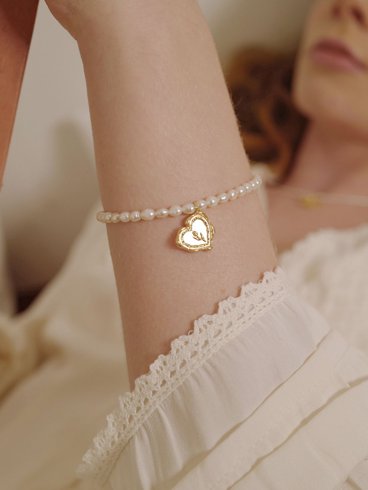 피오레(FIORE) melting heart tulip pearl bracelet