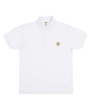 [UNISEX]플라워 자수 피케 반팔티셔츠_화이트