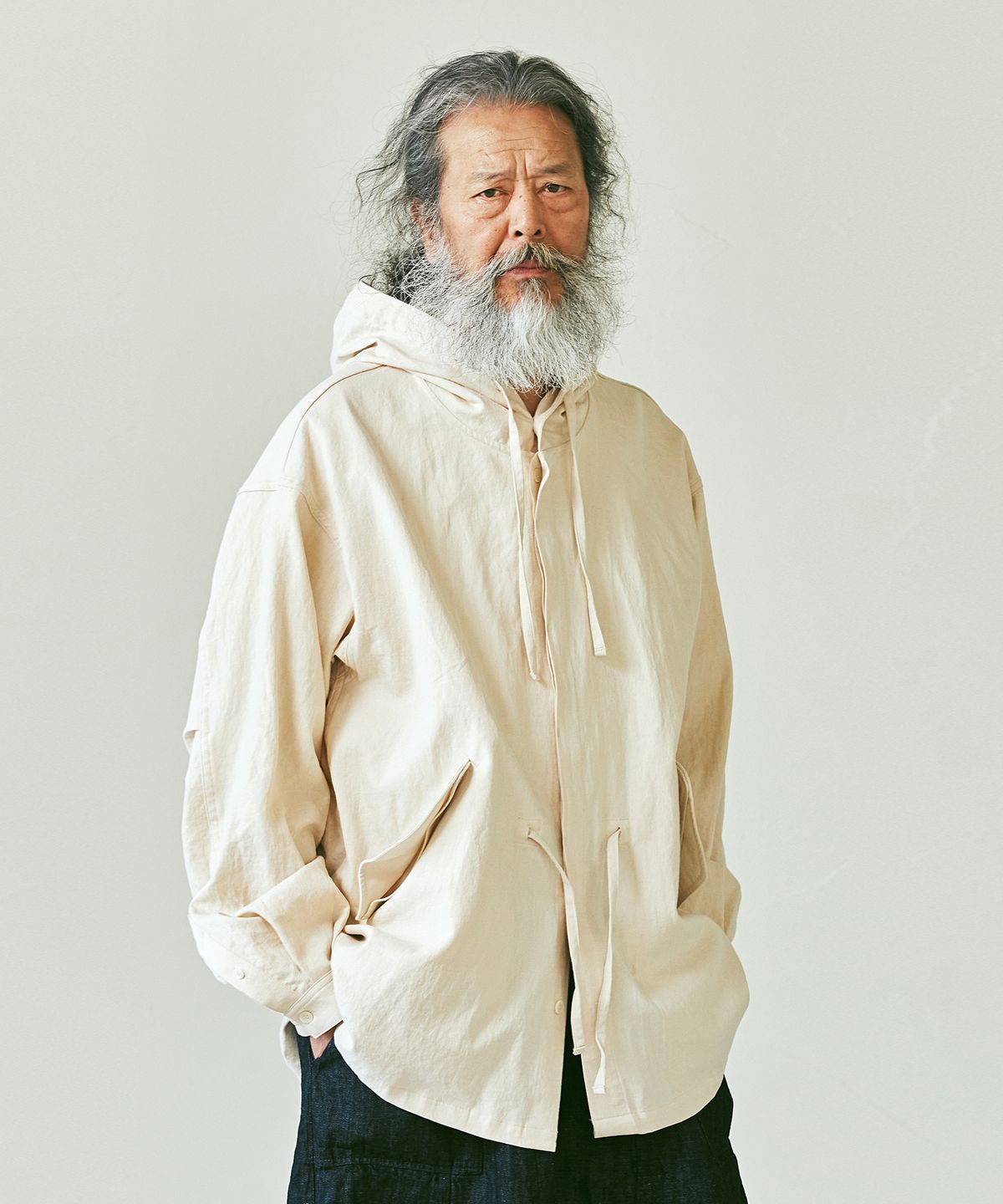 프리즘웍스(FRIZMWORKS) LINEN FISHTAIL SHIRT JACKET _ CREAM BEIGE