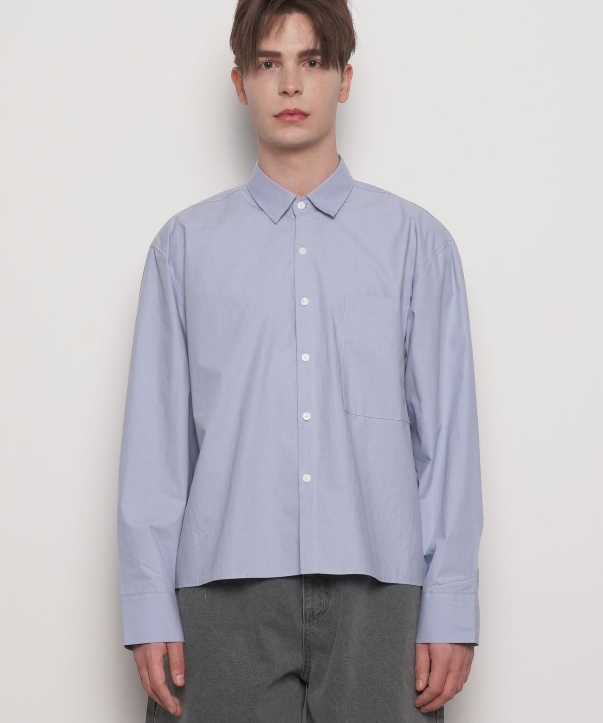 에이본(THE-ABON) MW617 crop over shirts blue