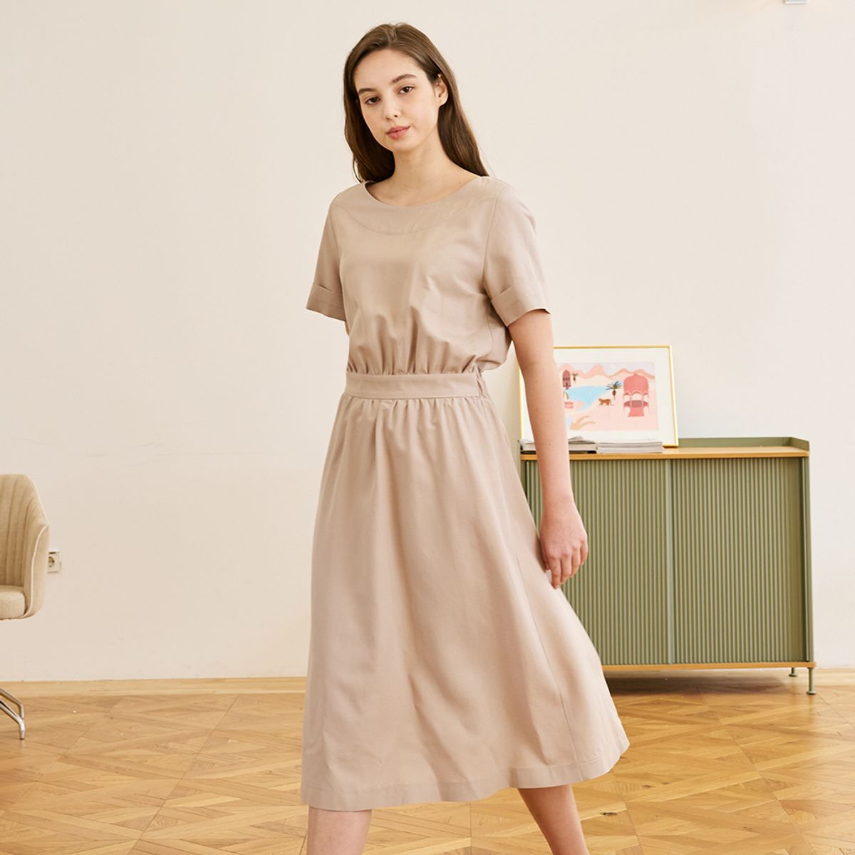 아쿠드(ACUD) Linen Boat-neck Dress (4 color)