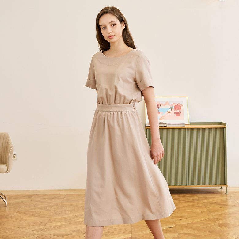 Linen Boat-neck Dress (4 color)