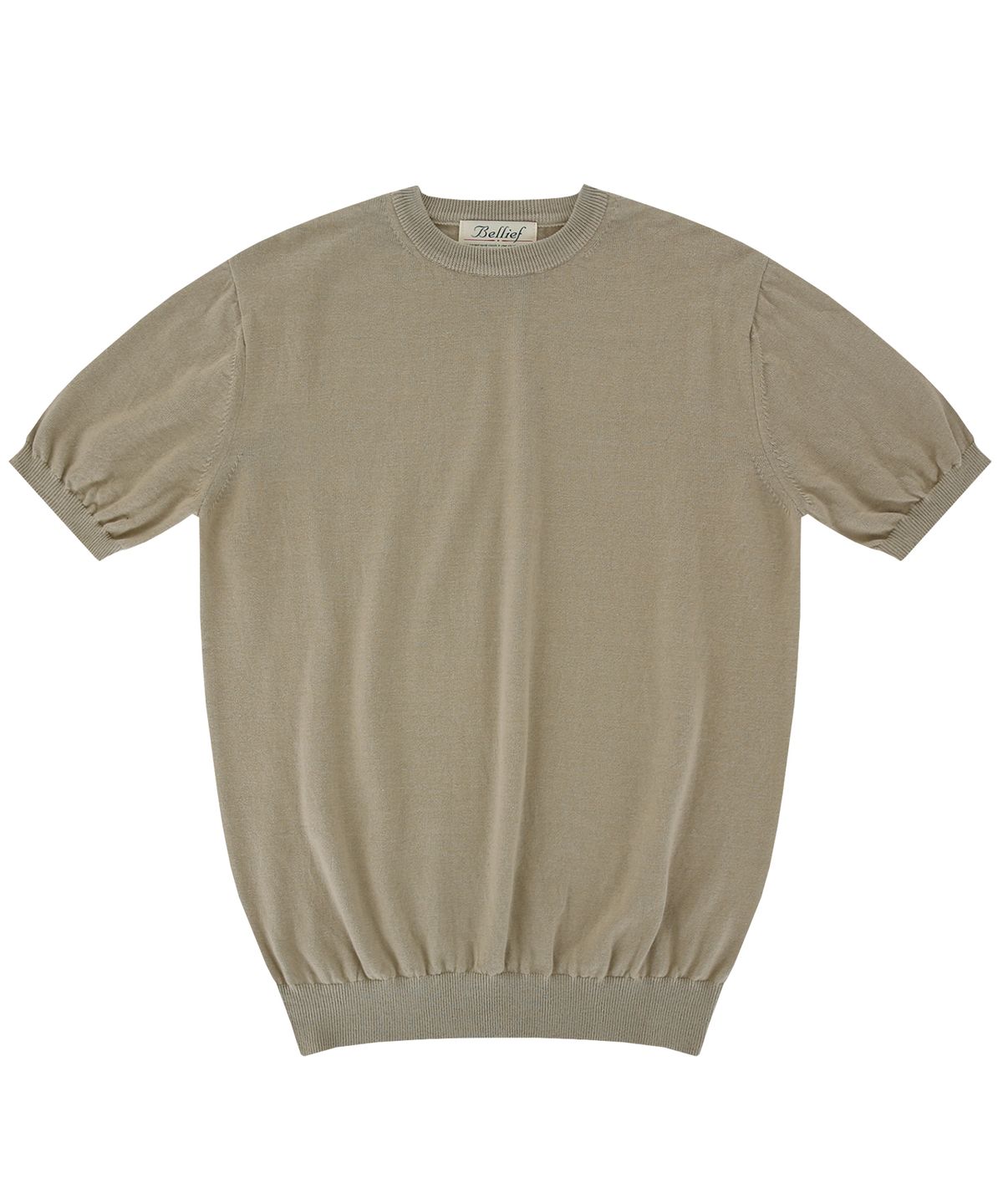 벨리프(BELLIEF) Essential round neck kint (Beige)