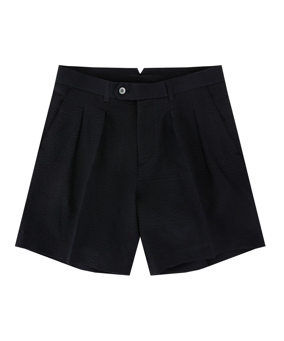 벨리프(BELLIEF) seersucker two tuck shorts (Dark Navy)