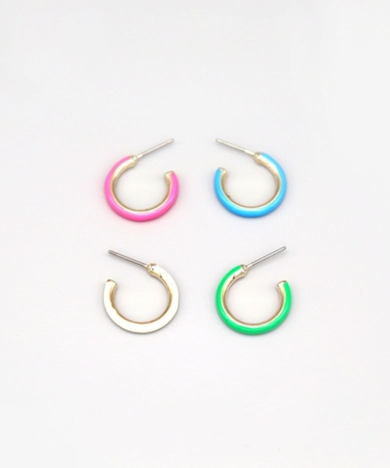 Blossom color epoxy hoop Eearings 비비드 네온 컬러 포인트 심플 후프 귀걸이