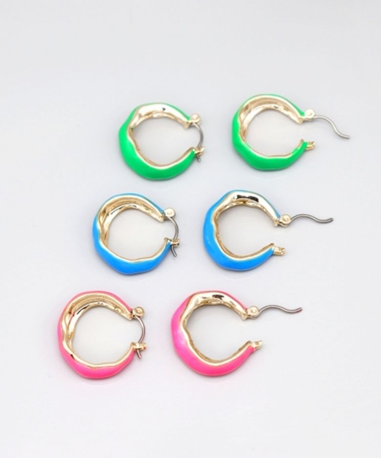 Fancy color epoxy hoop Eearings 비비드 네온 컬러 포인트 볼드 후프 귀걸이