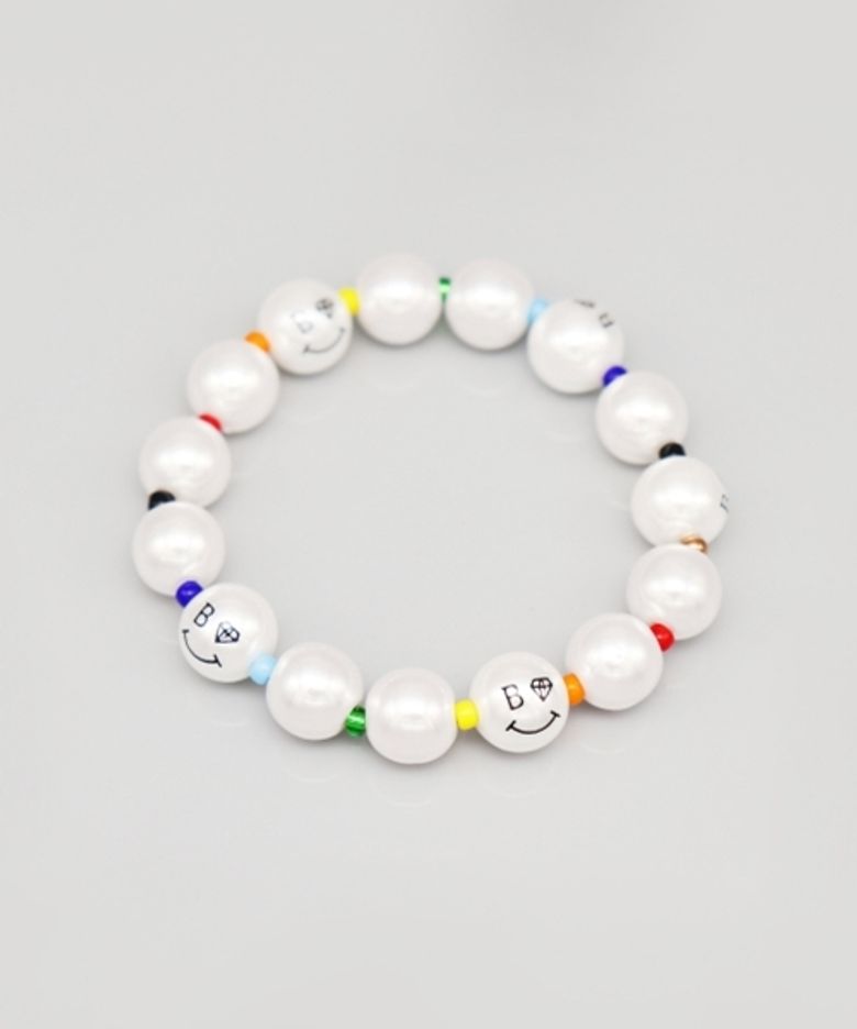Pearl smile color beads band Bracelet 스마일 진주 레인보우 컬러 비즈 팔찌