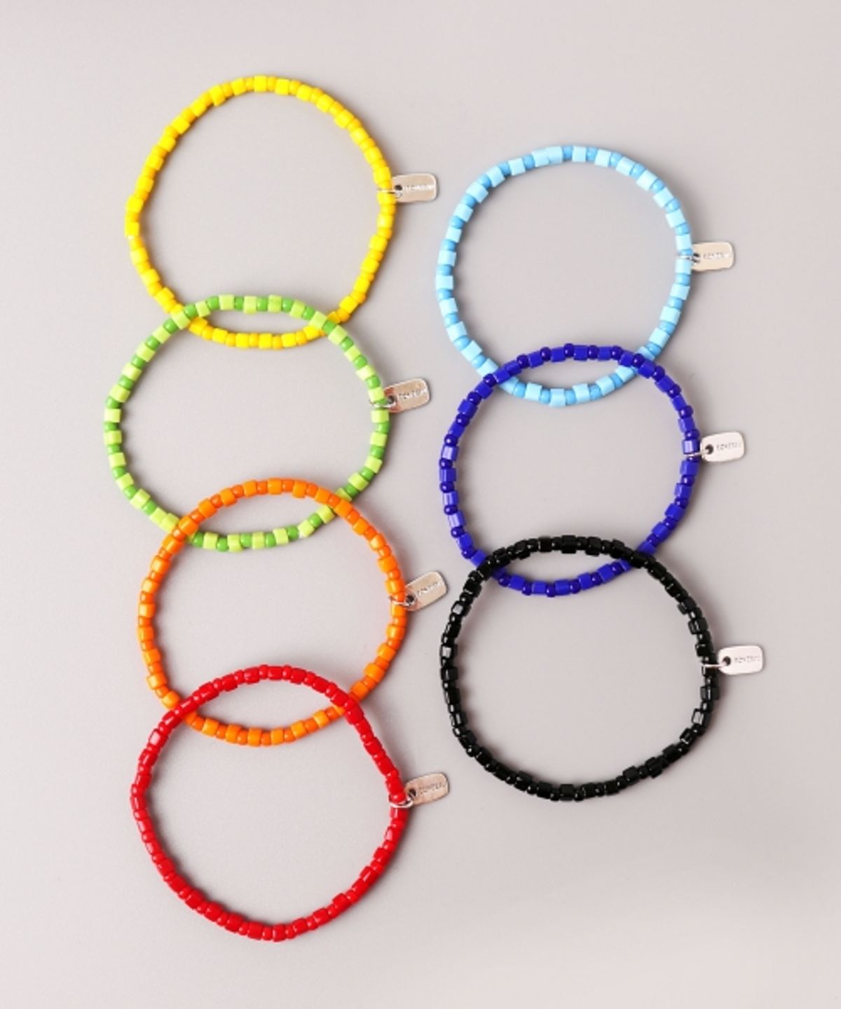 봉보(BONBEAU) Square and Round beads mix layered Bracelet 7color 비즈 믹스 참 레이어드 밴딩 팔찌