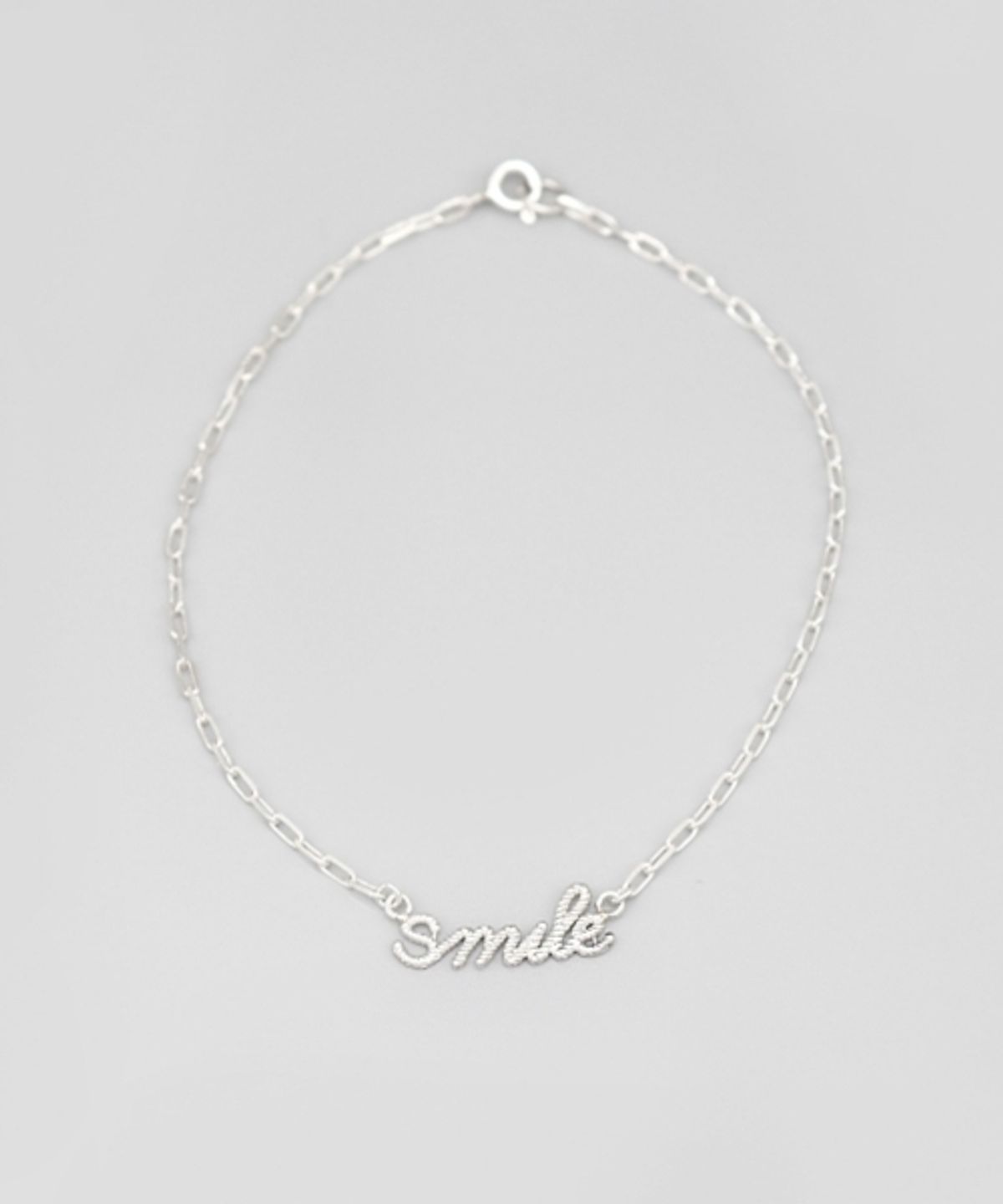 봉보(BONBEAU) Smile lettering silver chain Anklet 스마일 레터링 실버 체인 발찌