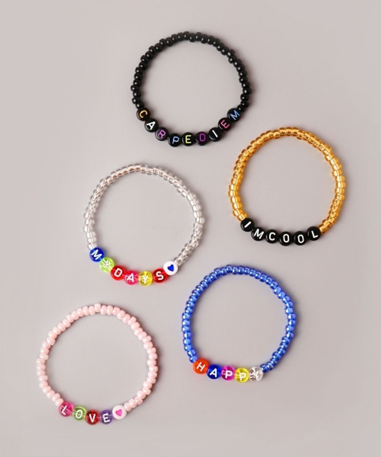 Initial color beads simple Bracelet 레터링 이니셜 비즈 팔찌 5color