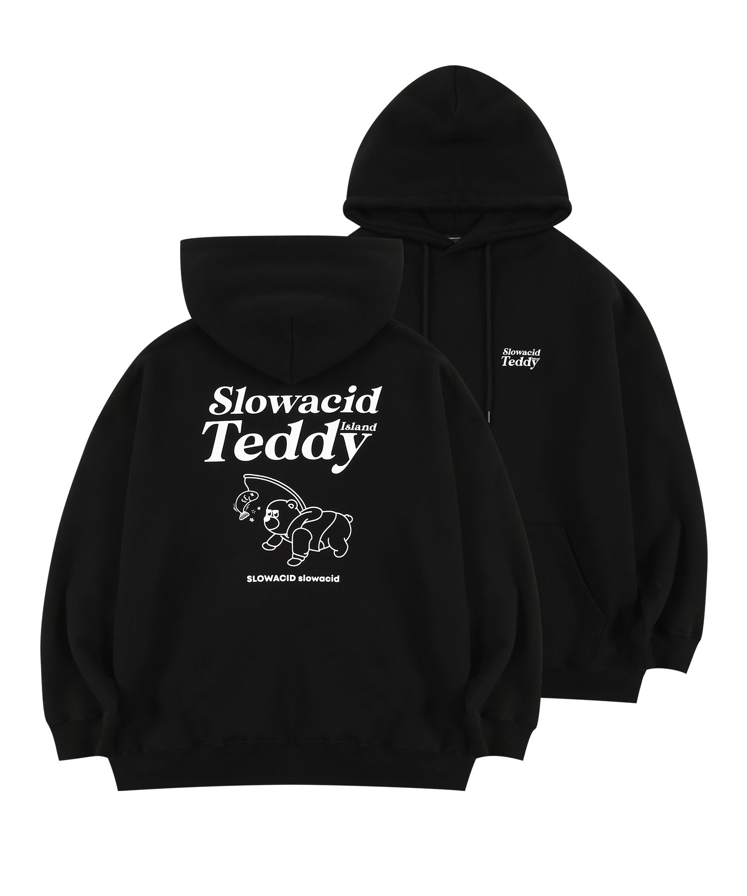 MUSINSA | SLOWACID [TEDDY ISLAND X SLOWACID] SALMON TEDDY HOODIE