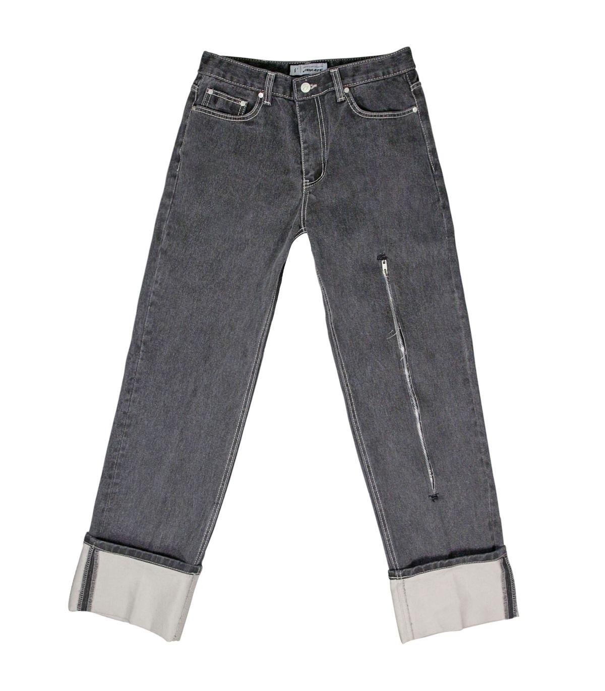 바이브레이트(VIBRATE) ZIP UP V DOWN DENIM PANTS (GRAY)